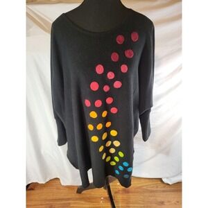 NP Naturalnie Podlasek Art to Wear Black  Embroidered Marled Tunic Sweater S‎
